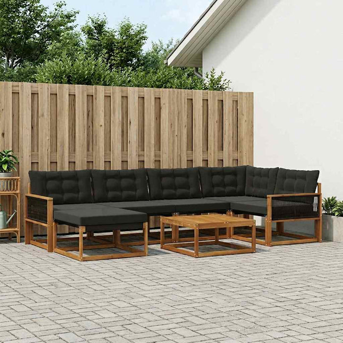Set de canapele de exterior cu pernă 7 pcs Natural și Negru WALTI