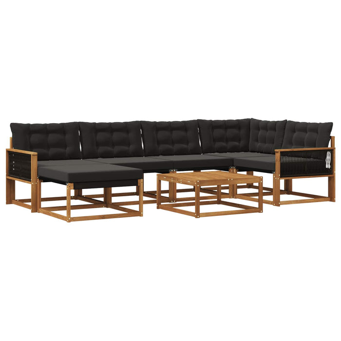 Set de canapele de exterior cu pernă 7 pcs Natural și Negru WALTI