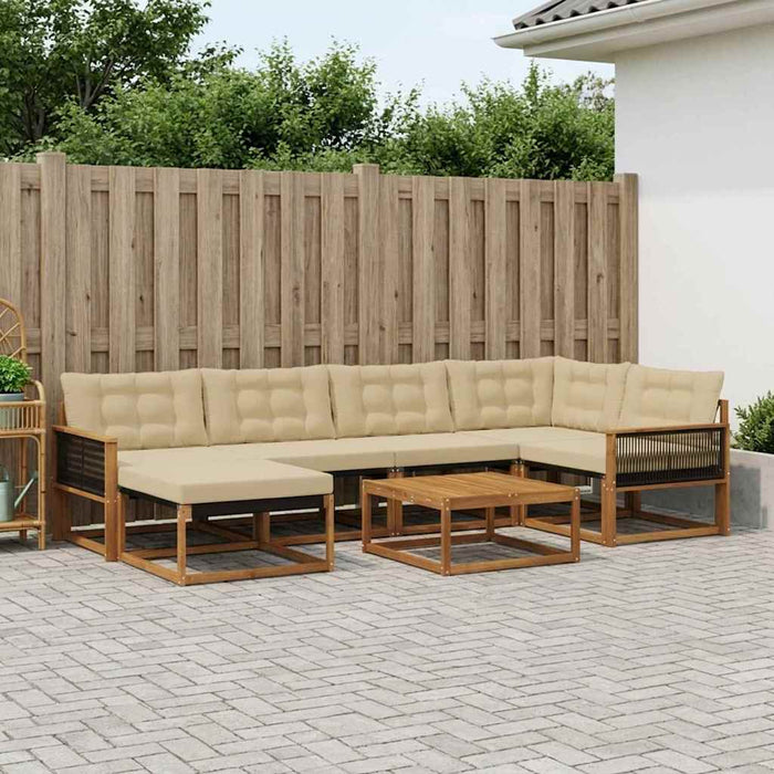 Set de canapele de exterior cu pernă 7 pcs Natural și Bej WALTI