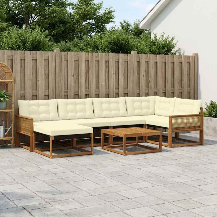 Set de canapele de exterior cu pernă 7 pcs Natural și Crem WALTI