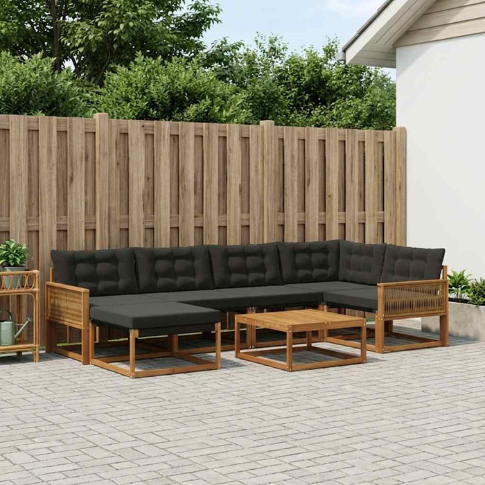 Set de canapele de exterior cu pernă 7 pcs Natural și Negru WALTI