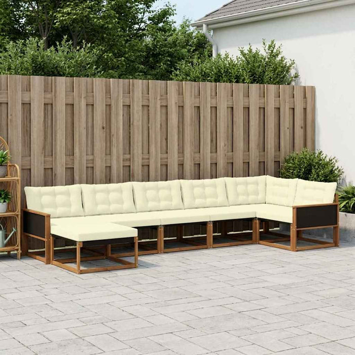 Set de canapele de exterior cu pernă 7 pcs Natural și Crem WALTI