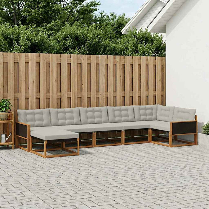 Set de canapele de exterior 7 pcs Natural și gri deschis WALTI