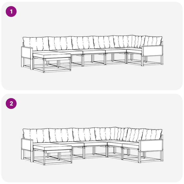 Set de canapele de exterior 7 pcs Natural și gri deschis WALTI