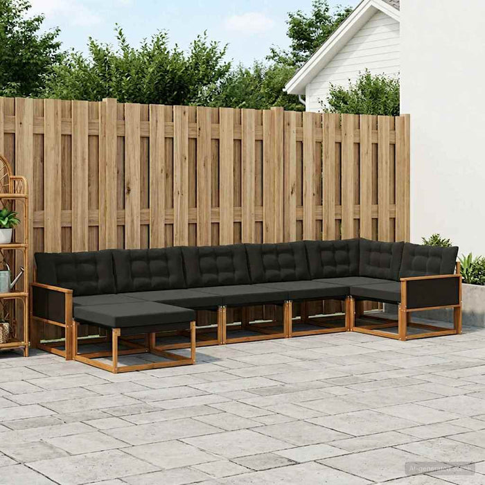 Set de canapele de exterior cu pernă 7 pcs Natural și Negru WALTI