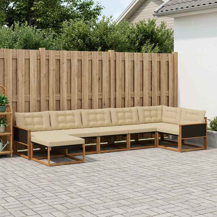 Set de canapele de exterior cu pernă 7 pcs Natural și Bej WALTI