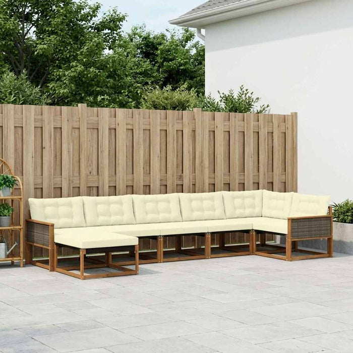 Set de canapele de exterior cu pernă 7 pcs Natural și Crem WALTI