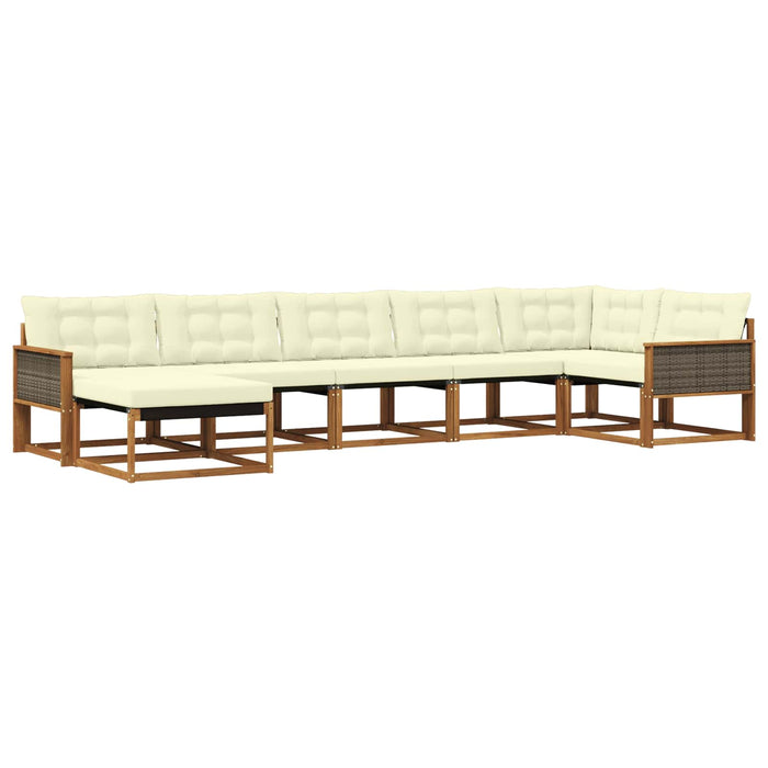 Set de canapele de exterior cu pernă 7 pcs Natural și Crem WALTI