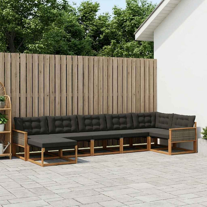 Set de canapele de exterior cu pernă 7 pcs Natural și Negru WALTI