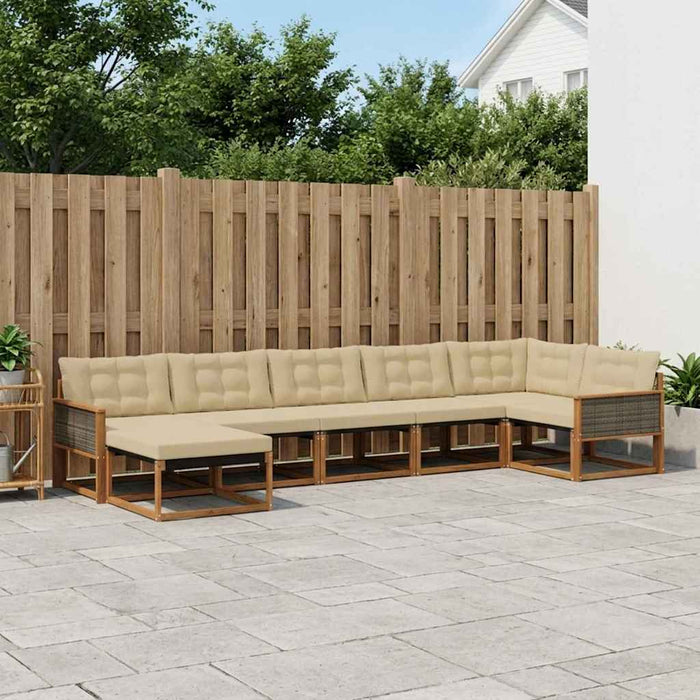 Set de canapele de exterior cu pernă 7 pcs Natural și Bej WALTI