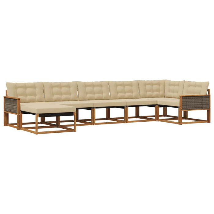 Set de canapele de exterior cu pernă 7 pcs Natural și Bej WALTI