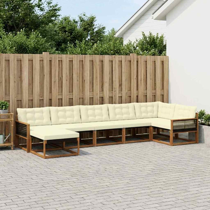 Set de canapele de exterior cu pernă 7 pcs Natural și Crem WALTI