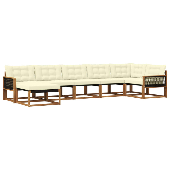 Set de canapele de exterior cu pernă 7 pcs Natural și Crem WALTI