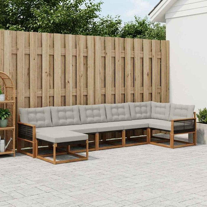 Set de canapele de exterior 7 pcs Natural și gri deschis WALTI