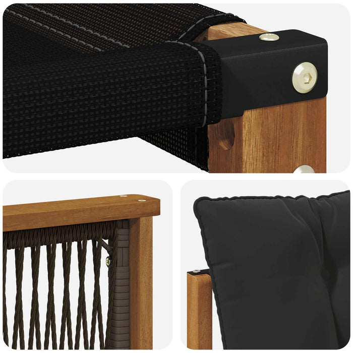 Set de canapele de exterior cu pernă 7 pcs Natural și Negru WALTI