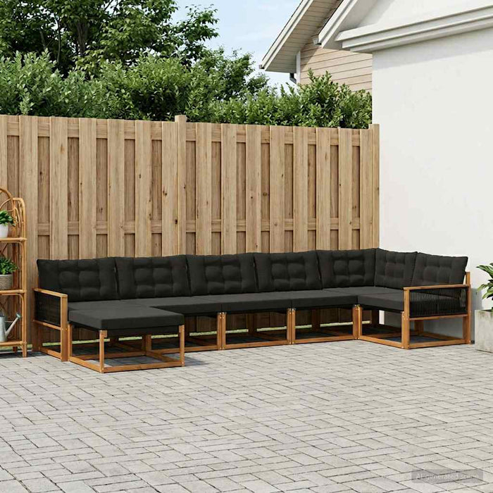Set de canapele de exterior cu pernă 7 pcs Natural și Negru WALTI