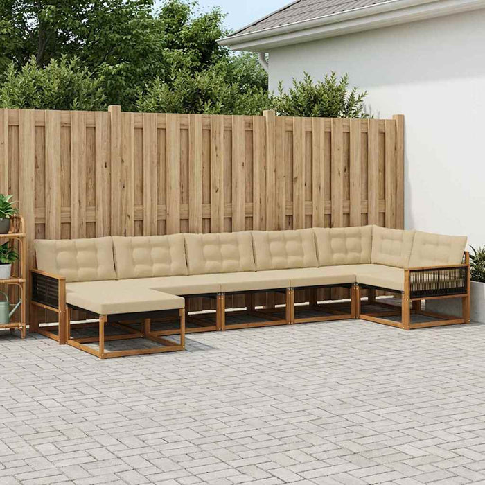 Set de canapele de exterior cu pernă 7 pcs Natural și Bej WALTI