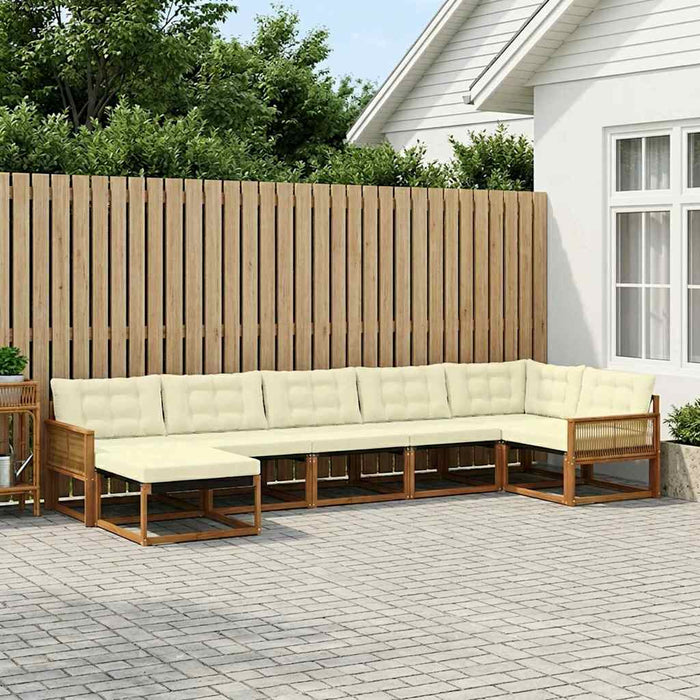 Set de canapele de exterior cu pernă 7 pcs Natural și Crem WALTI