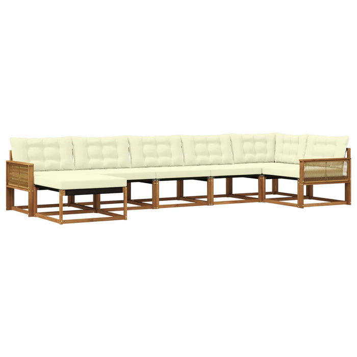 Set de canapele de exterior cu pernă 7 pcs Natural și Crem WALTI