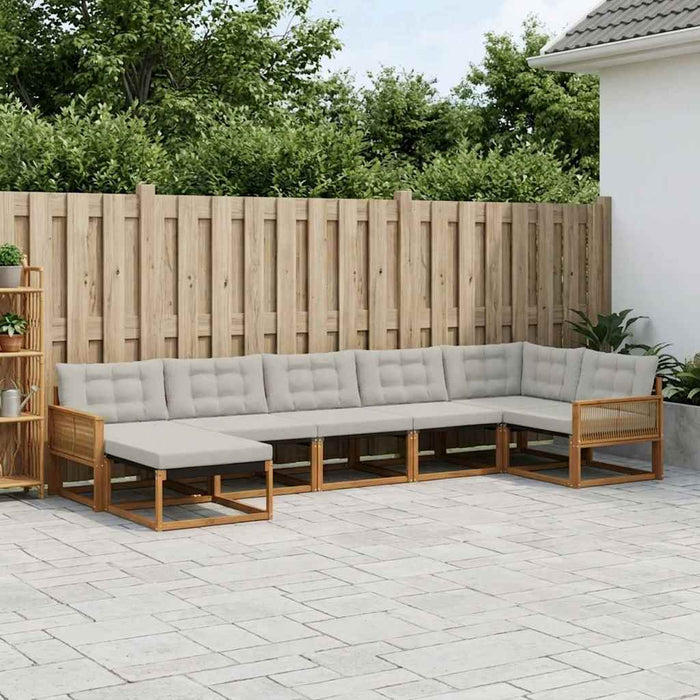 Set de canapele de exterior 7 pcs Natural și gri deschis WALTI