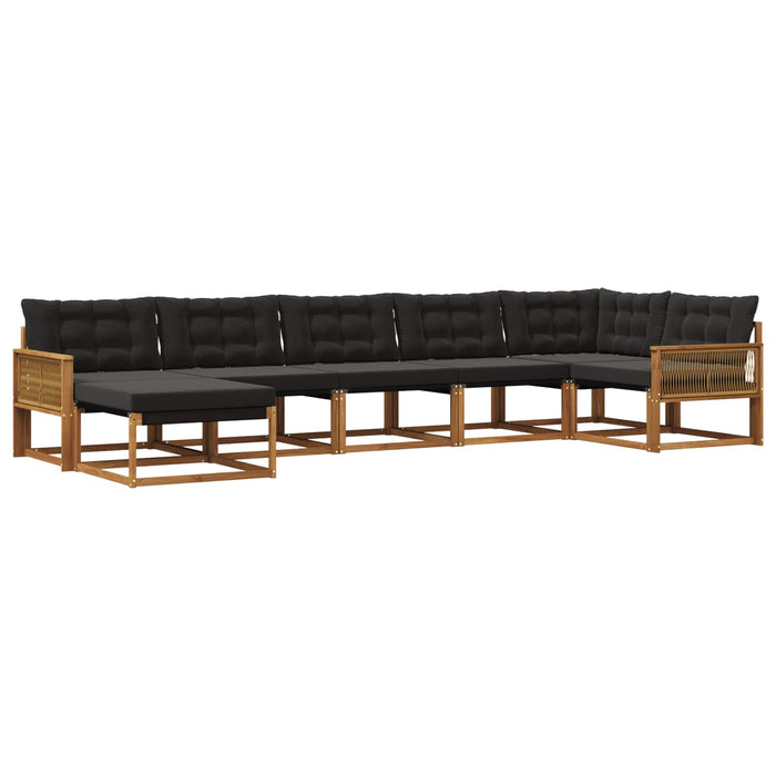 Set de canapele de exterior cu pernă 7 pcs Natural și Negru WALTI