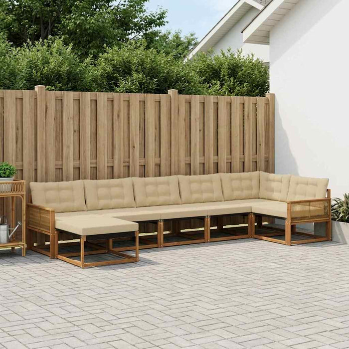 Set de canapele de exterior cu pernă 7 pcs Natural și Bej WALTI