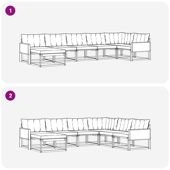 Set de canapele de exterior cu pernă 7 pcs Natural și Bej WALTI