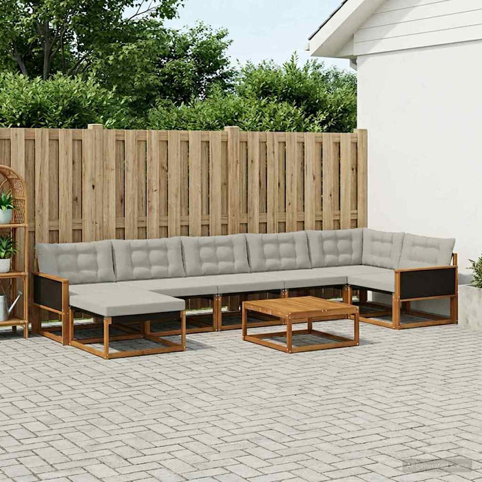 Set de canapele de exterior 8 pcs Natural și gri deschis WALTI