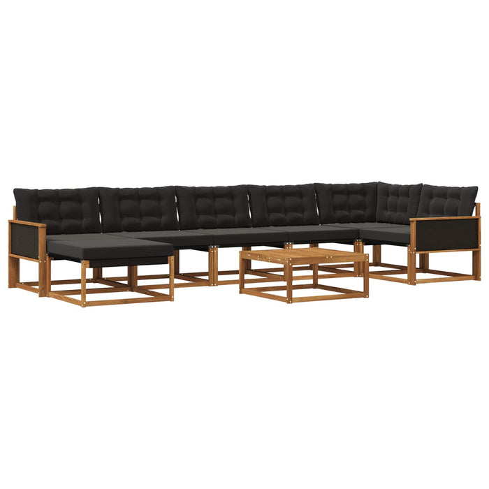 Set de canapele de exterior cu pernă 8 pcs Natural și Negru WALTI