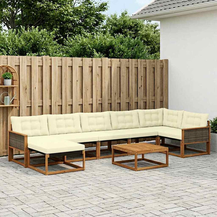 Set de canapele de exterior cu pernă 8 pcs Natural și Crem WALTI