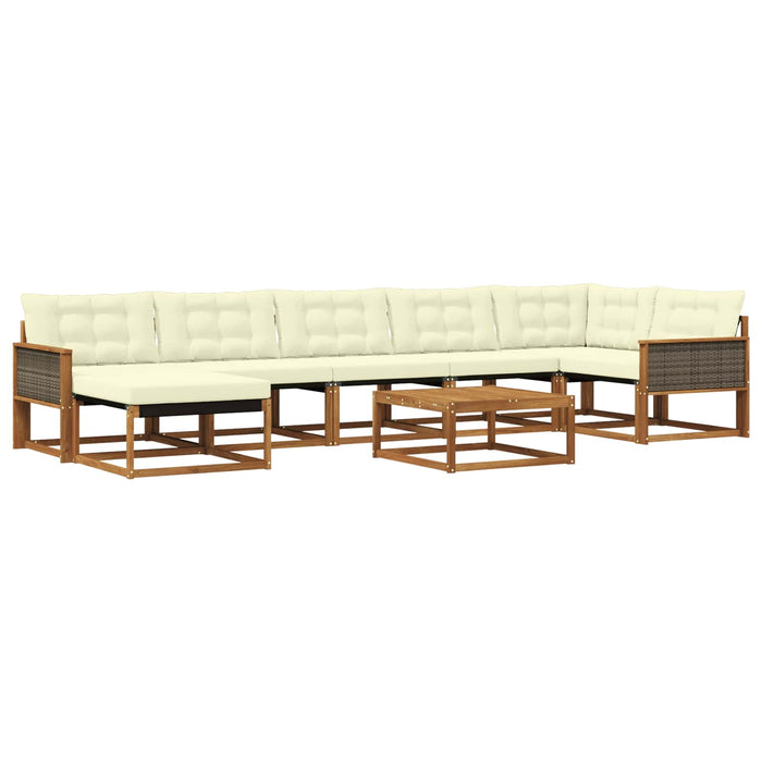 Set de canapele de exterior cu pernă 8 pcs Natural și Crem WALTI