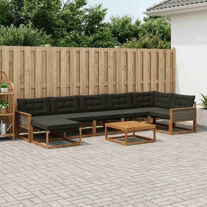 Set de canapele de exterior cu pernă 8 pcs Natural și Negru WALTI