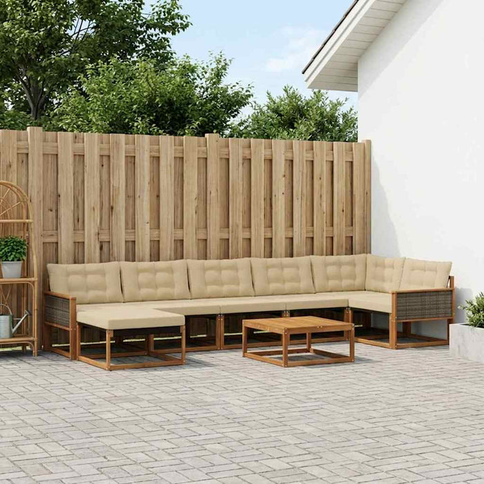 Set de canapele de exterior cu pernă 8 pcs Natural și Bej WALTI