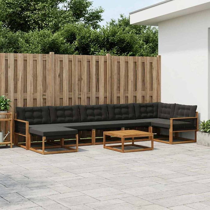 Set de canapele de exterior cu pernă 8 pcs Natural și Negru WALTI