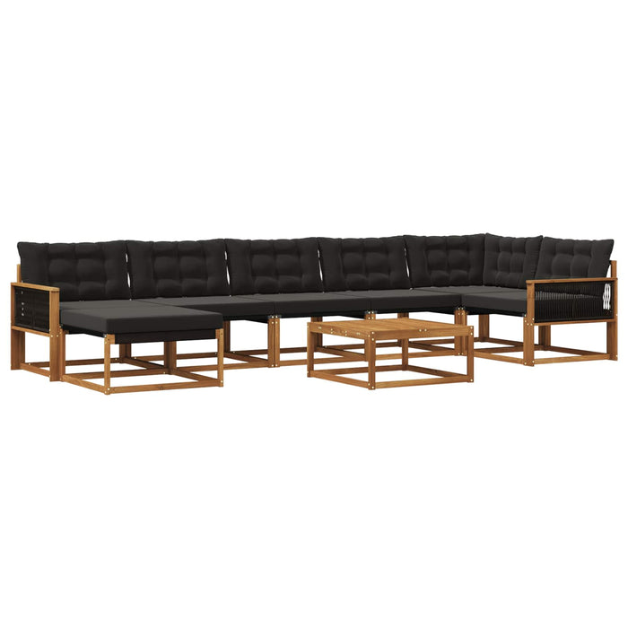 Set de canapele de exterior cu pernă 8 pcs Natural și Negru WALTI
