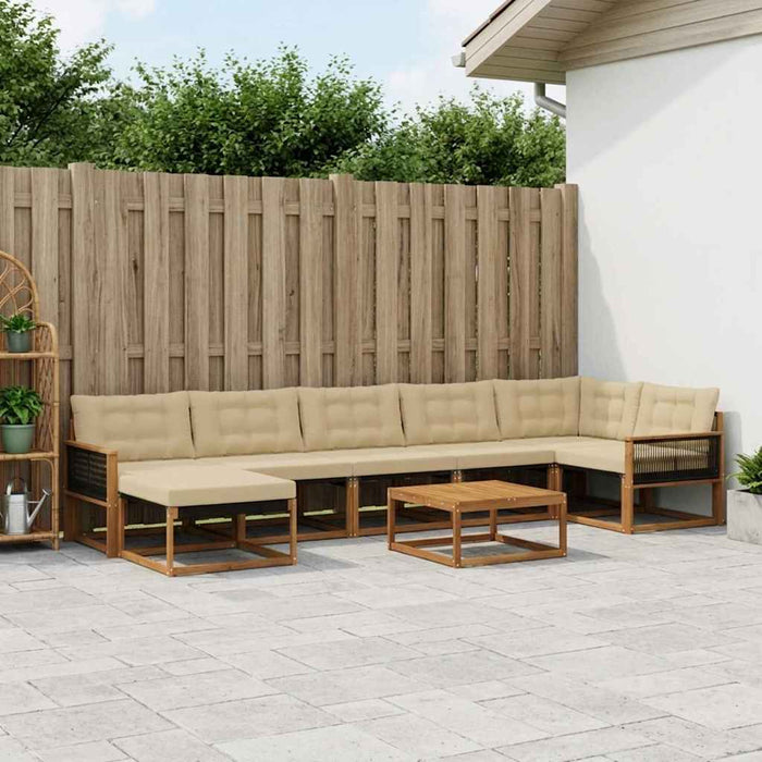 Set de canapele de exterior cu pernă 8 pcs Natural și Bej WALTI
