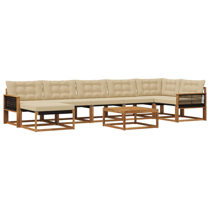 Set de canapele de exterior cu pernă 8 pcs Natural și Bej WALTI