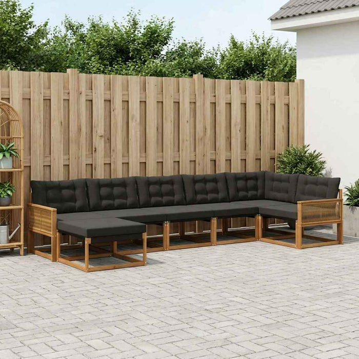 Set de canapele de exterior cu pernă 8 pcs Natural și Negru WALTI