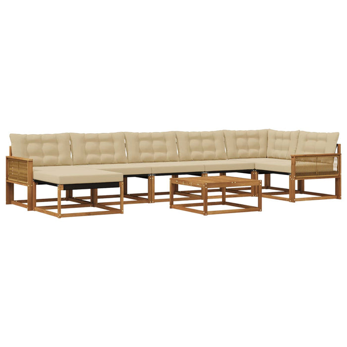 Set de canapele de exterior cu pernă 8 pcs Natural și Bej WALTI