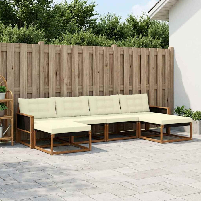Set de canapele de exterior cu pernă 6 pcs Natural și Crem WALTI