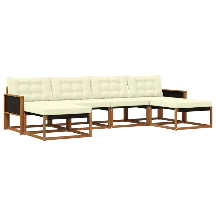 Set de canapele de exterior cu pernă 6 pcs Natural și Crem WALTI