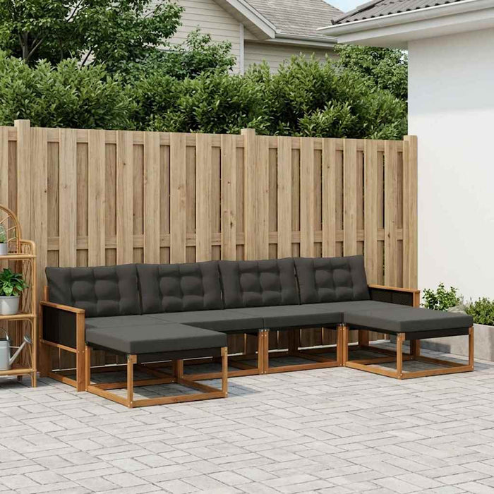 Set de canapele de exterior cu pernă 6 pcs Natural și Negru WALTI