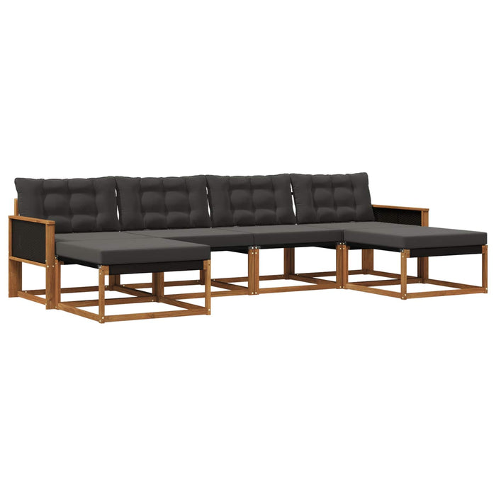 Set de canapele de exterior cu pernă 6 pcs Natural și Negru WALTI