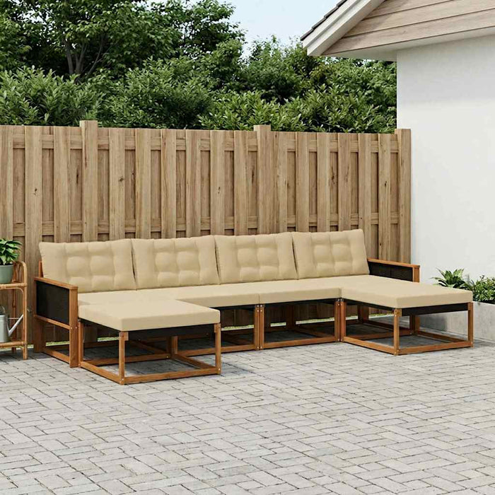 Set de canapele de exterior cu pernă 6 pcs Natural și Bej WALTI