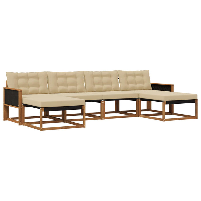 Set de canapele de exterior cu pernă 6 pcs Natural și Bej WALTI