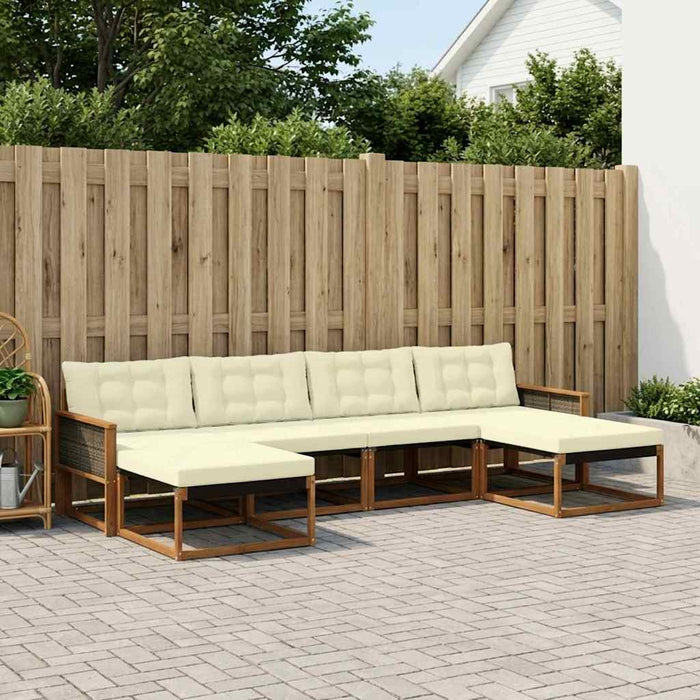 Set de canapele de exterior cu pernă 6 pcs Natural și Crem WALTI