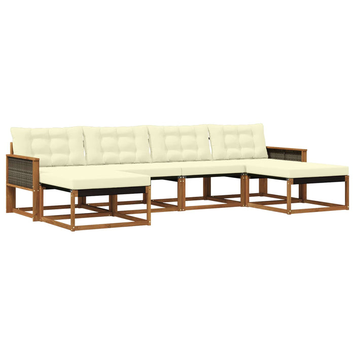 Set de canapele de exterior cu pernă 6 pcs Natural și Crem WALTI