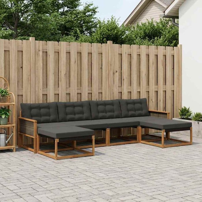 Set de canapele de exterior cu pernă 6 pcs Natural și Negru WALTI