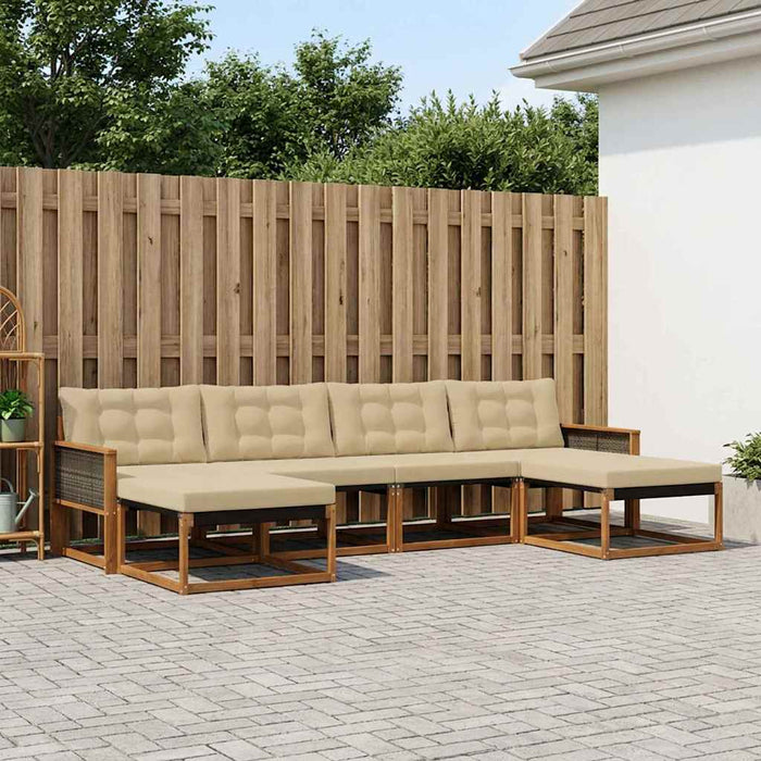 Set de canapele de exterior cu pernă 6 pcs Natural și Bej WALTI