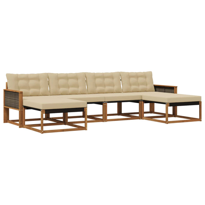Set de canapele de exterior cu pernă 6 pcs Natural și Bej WALTI